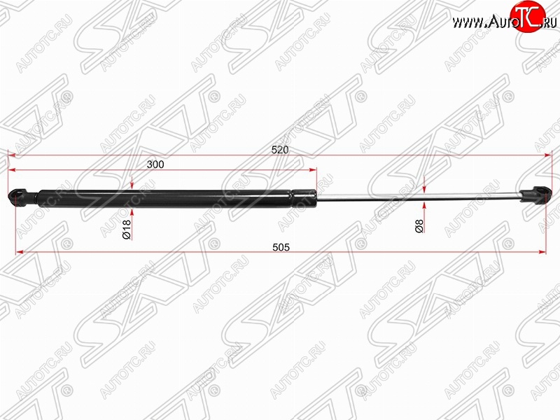 619 р. Газовый упор крышки багажника SAT  Nissan Qashqai +2  1 (2008-2014) J10 дорестайлинг, J10 рестайлинг  с доставкой в г. Кемерово