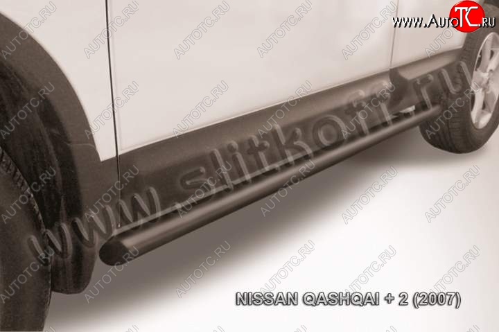 9 899 р. Защита порогов Slitkoff  Nissan Qashqai +2  1 (2008-2010) J10 дорестайлинг (Цвет: серебристый)  с доставкой в г. Кемерово