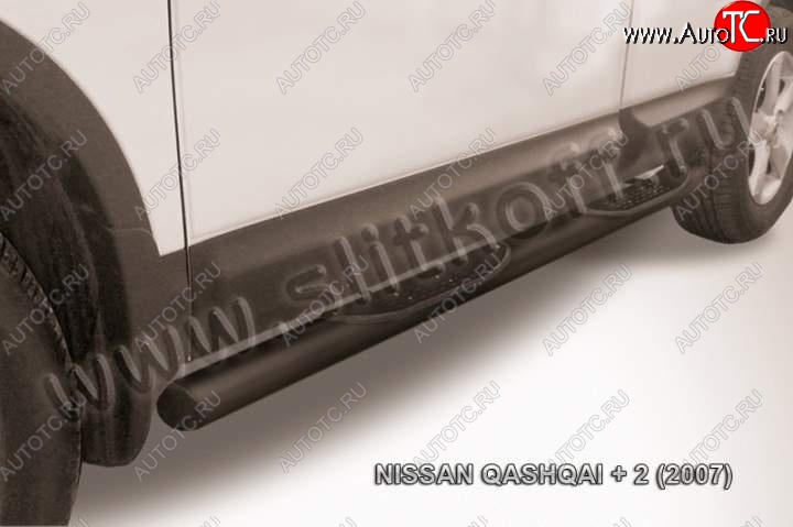 12 399 р. Защита порогов Slitkoff  Nissan Qashqai +2  1 (2008-2010) J10 дорестайлинг (Цвет: серебристый)  с доставкой в г. Кемерово