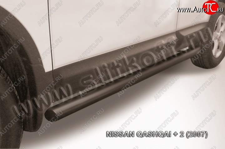 10 599 р. Защита порогов Slitkoff  Nissan Qashqai +2  1 (2008-2010) J10 дорестайлинг (Цвет: серебристый)  с доставкой в г. Кемерово