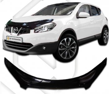2 399 р. Дефлектор капота CA-Plastic exclusive Nissan Qashqai 1 J10 рестайлинг (2010-2013) (серия Classic черный, Без надписи)  с доставкой в г. Кемерово. Увеличить фотографию 2