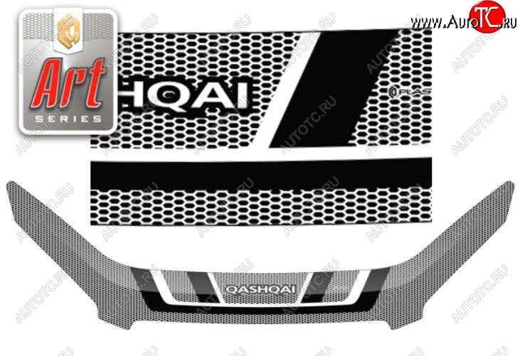2 799 р. Дефлектор капота CA-Plastiс exclusive  Nissan Qashqai  1 (2010-2013) J10 рестайлинг (Серия Art графит)  с доставкой в г. Кемерово