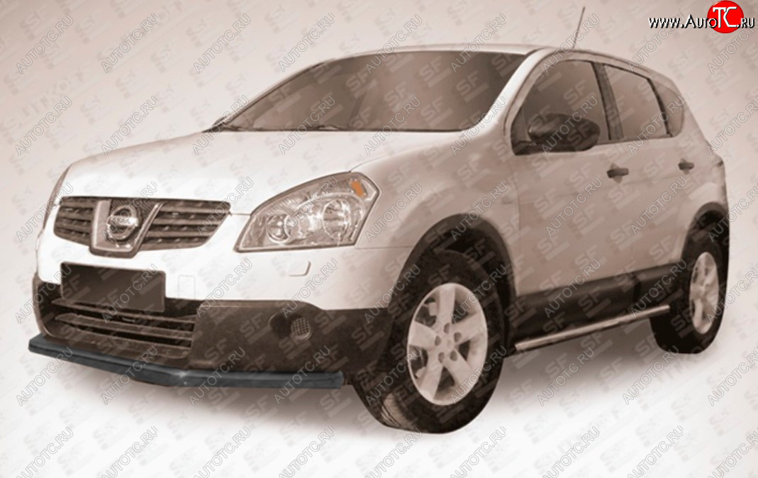 8 999 р. Защита переднего бампера Slitkoff (Ø 57 мм, длинная). Nissan Qashqai 1 J10 рестайлинг (2010-2013) (Сталь с полимерным покрытием. Цвет: черный)  с доставкой в г. Кемерово