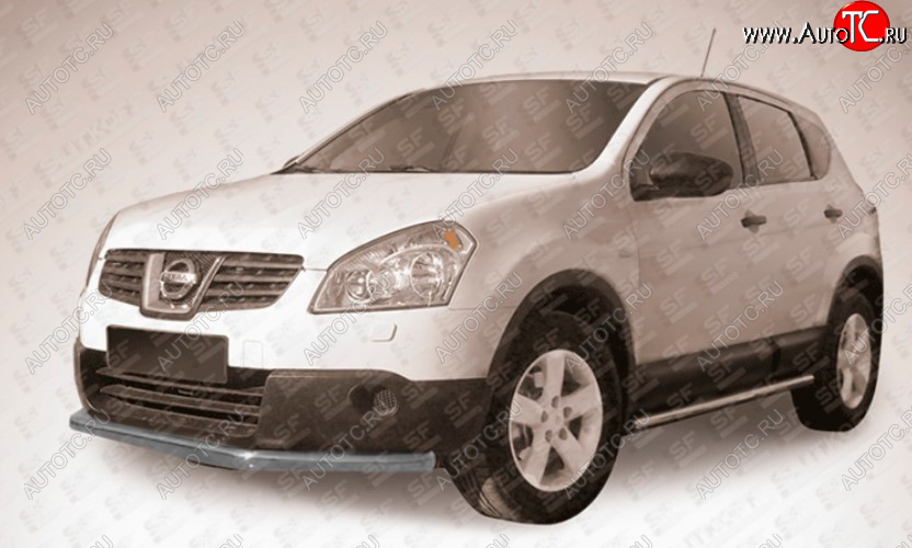 8 999 р. Защита переднего бампера Slitkoff (Ø 57 мм, длинная).  Nissan Qashqai  1 (2010-2013) J10 рестайлинг (Сталь с полимерным покрытием. Цвет: серебристый)  с доставкой в г. Кемерово