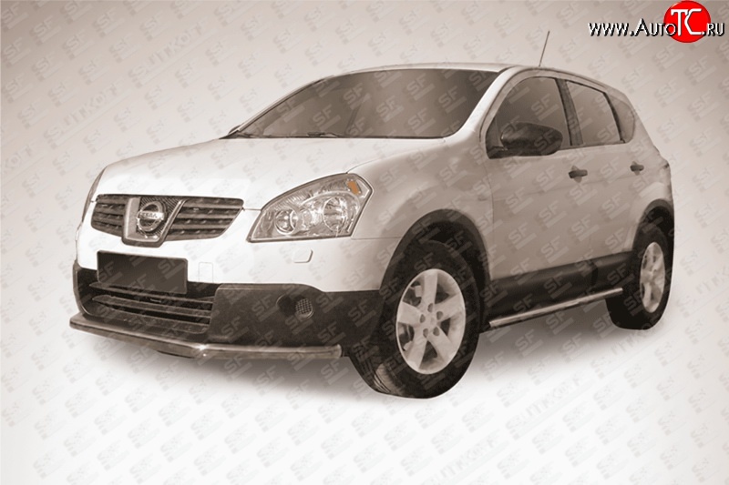 12 899 р. Защита переднего бампера из длинной трубы диаметром 57 мм Slitkoff  Nissan Qashqai  1 (2010-2013) J10 рестайлинг (Нержавеющая сталь)  с доставкой в г. Кемерово