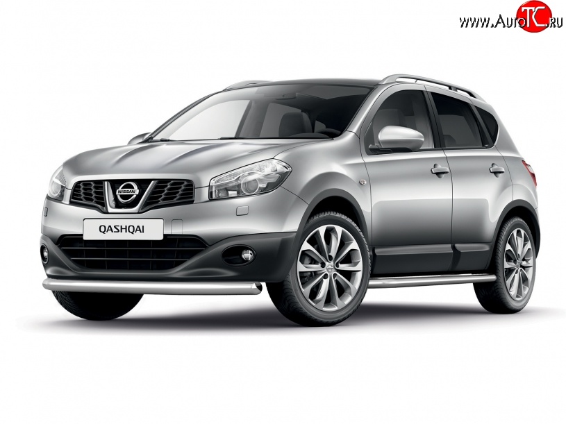 6 299 р. Одинарная защита переднего бампера диаметром 63 мм Petroil Tuning  Nissan Qashqai  1 (2010-2013) J10 рестайлинг (Нержавеющая полированная сталь)  с доставкой в г. Кемерово