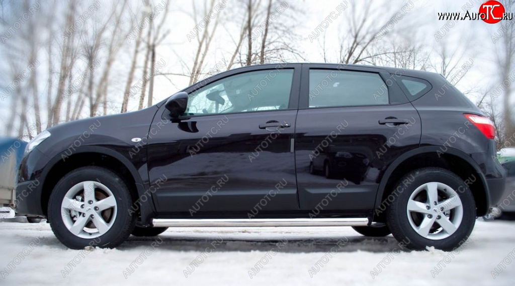 18 799 р. Защита порогов из круглой трубы диаметром 63 мм SLITKOFF v2 Nissan Qashqai 1 J10 рестайлинг (2010-2013)  с доставкой в г. Кемерово