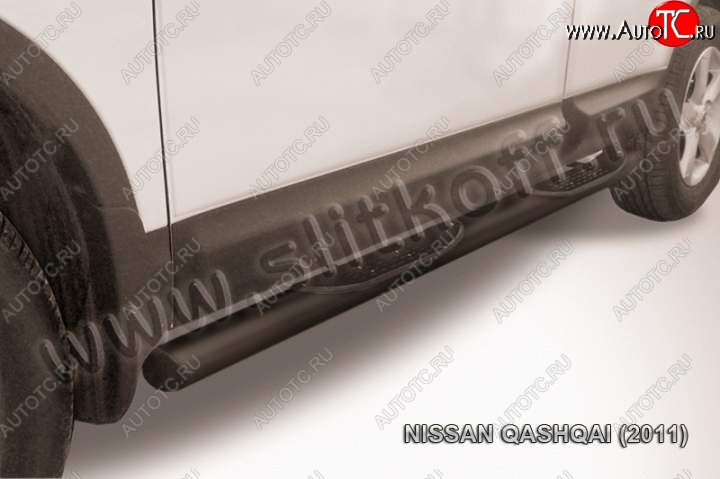 13 599 р. Защита порогов Slitkoff Nissan Qashqai 1 J10 рестайлинг (2010-2013) (Цвет: серебристый)  с доставкой в г. Кемерово