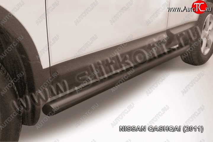 11 649 р. Защита порогов Slitkoff Nissan Qashqai 1 J10 рестайлинг (2010-2013) (Цвет: серебристый)  с доставкой в г. Кемерово