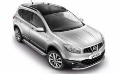 Широкая защита порогов Petroil Tuning Nissan Qashqai  1 (2010-2013) J10 рестайлинг (Нержавеющая полированная сталь)
