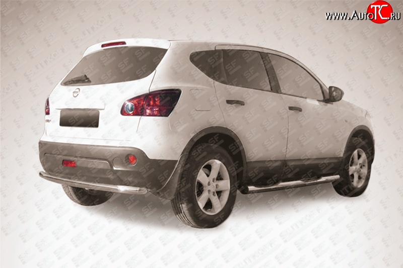 10 899 р. Защита заднего бампера из трубы диаметром 57 мм Slitkoff  Nissan Qashqai  1 (2010-2013) J10 рестайлинг (Цвет: нержавеющая полированная сталь)  с доставкой в г. Кемерово