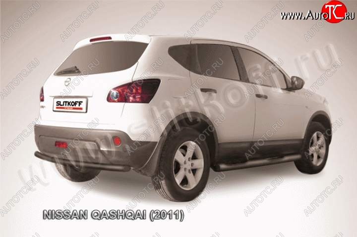7 599 р. Защита задняя Slitkoff Nissan Qashqai 1 J10 рестайлинг (2010-2013) (Цвет: серебристый)  с доставкой в г. Кемерово