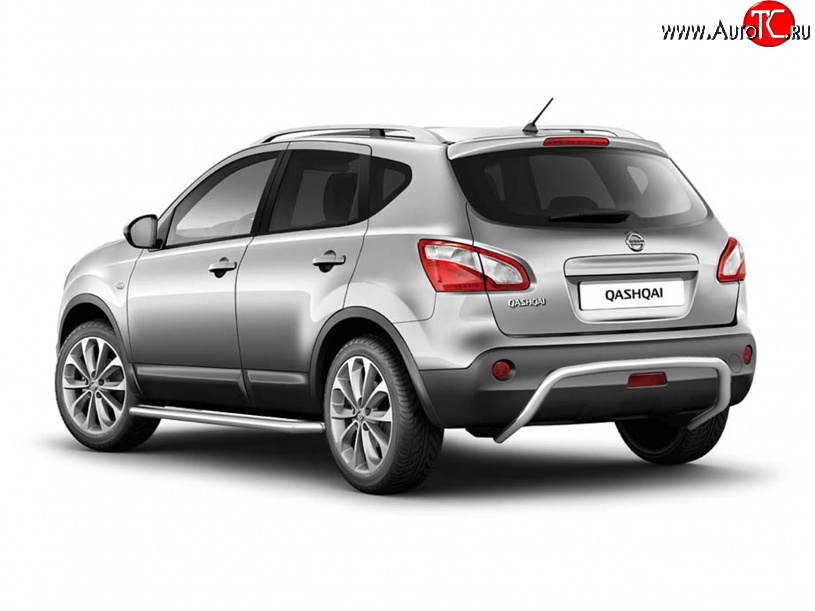 5 199 р. Защита заднего бампера из трубы диаметром 51 мм Petroil Tuning  Nissan Qashqai  1 (2010-2013) J10 рестайлинг (Нержавеющая полированная сталь)  с доставкой в г. Кемерово