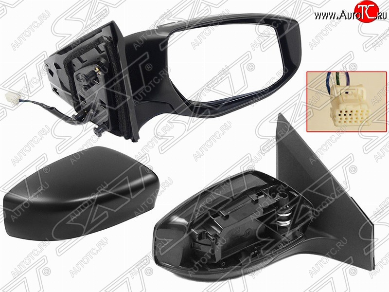2 599 р. Правое боковое зеркало заднего вида SAT (3 контакта) Nissan Sentra 7 B17 (2014-2017) (Неокрашенное)  с доставкой в г. Кемерово