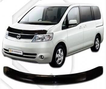 2 099 р. Дефлектор капота CA-Plastiс  Nissan Serena  3 (2005-2010) (Classic черный, Без надписи)  с доставкой в г. Кемерово. Увеличить фотографию 1