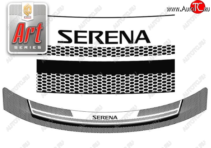 2 399 р. Дефлектор капота CA-Plastiс  Nissan Serena  3 (2005-2010) (Серия Art черная)  с доставкой в г. Кемерово