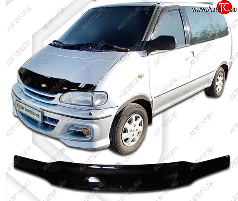 2 799 р. Дефлектор капота CA-Plastic Nissan Serena 1 (1991-2001) (Classic черный, Без надписи)  с доставкой в г. Кемерово
