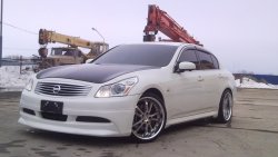 7 949 р. Накладка на передний бампер H-STYLE Nissan Skyline V36 (2006-2014) (Неокрашенная)  с доставкой в г. Кемерово. Увеличить фотографию 2