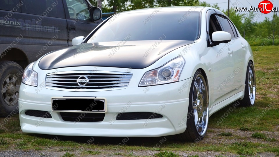 7 949 р. Накладка на передний бампер H-STYLE Nissan Skyline V36 (2006-2014) (Неокрашенная)  с доставкой в г. Кемерово
