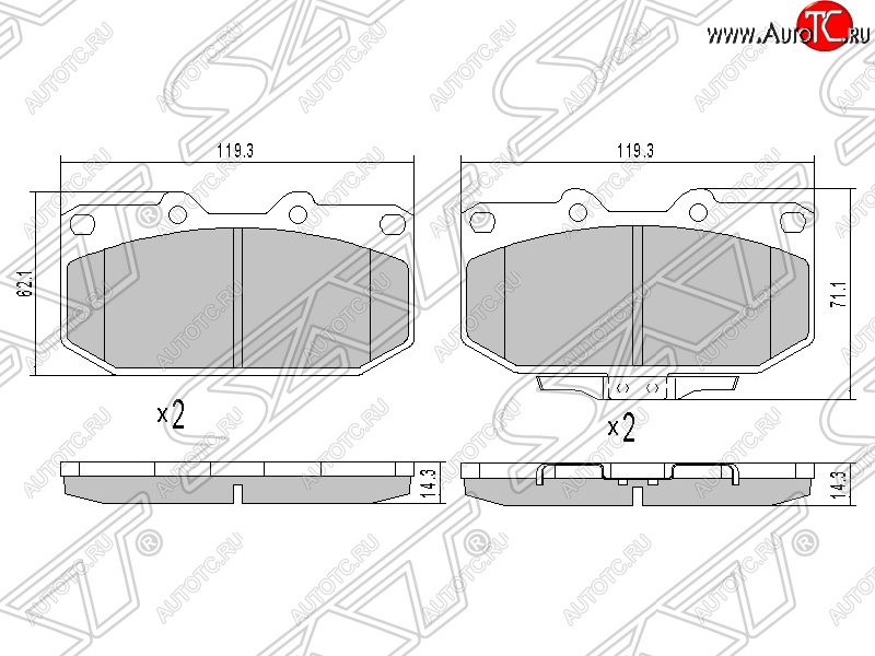 1 179 р. Колодки тормозные SAT (передние)  Subaru Impreza ( GD,  GG) (2000-2007) седан дорестайлинг, седан 1-ый рестайлинг, хэтчбэк 1-ый рестайлинг, седан 2-ой рестайлинг, хэтчбэк 2-ой рестайлинг  с доставкой в г. Кемерово