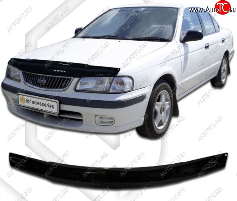1 899 р. Дефлектор капота CA-Plastic Nissan Sunny B15 (1998-2004) (Classic черный, Без надписи)  с доставкой в г. Кемерово