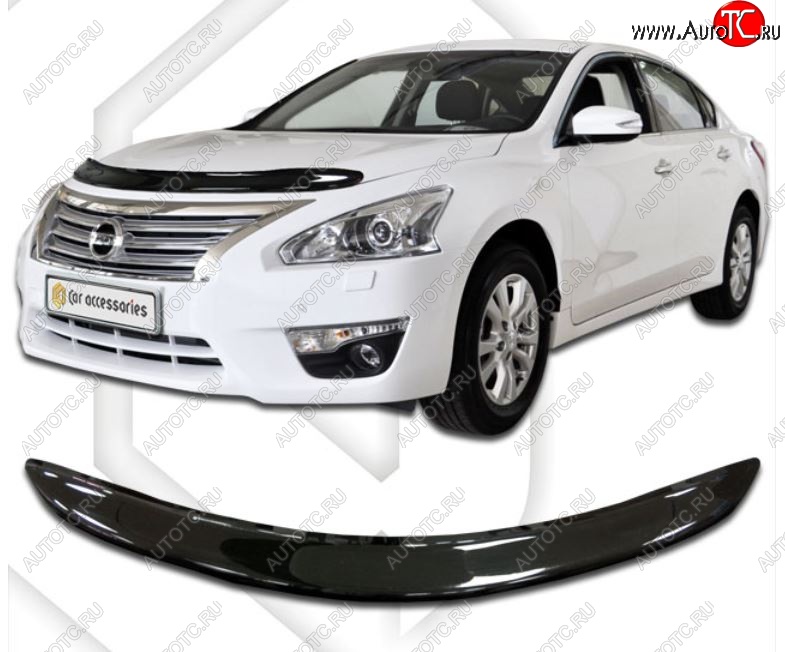 2 699 р. Дефлектор капота CA-Plastic Nissan Teana 3 L33 дорестайлинг (2014-2020) (Classic черный, Без надписи)  с доставкой в г. Кемерово