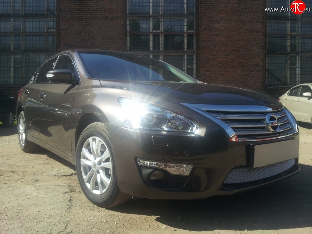 1 539 р. Сетка на бампер Russtal (хром) Nissan Teana 3 L33 дорестайлинг (2014-2020)  с доставкой в г. Кемерово