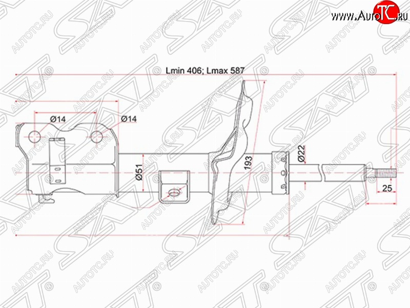 4 699 р. Правый амортизатор передний SAT  Nissan Teana  1 J31 (2003-2005) дорестайлинг  с доставкой в г. Кемерово