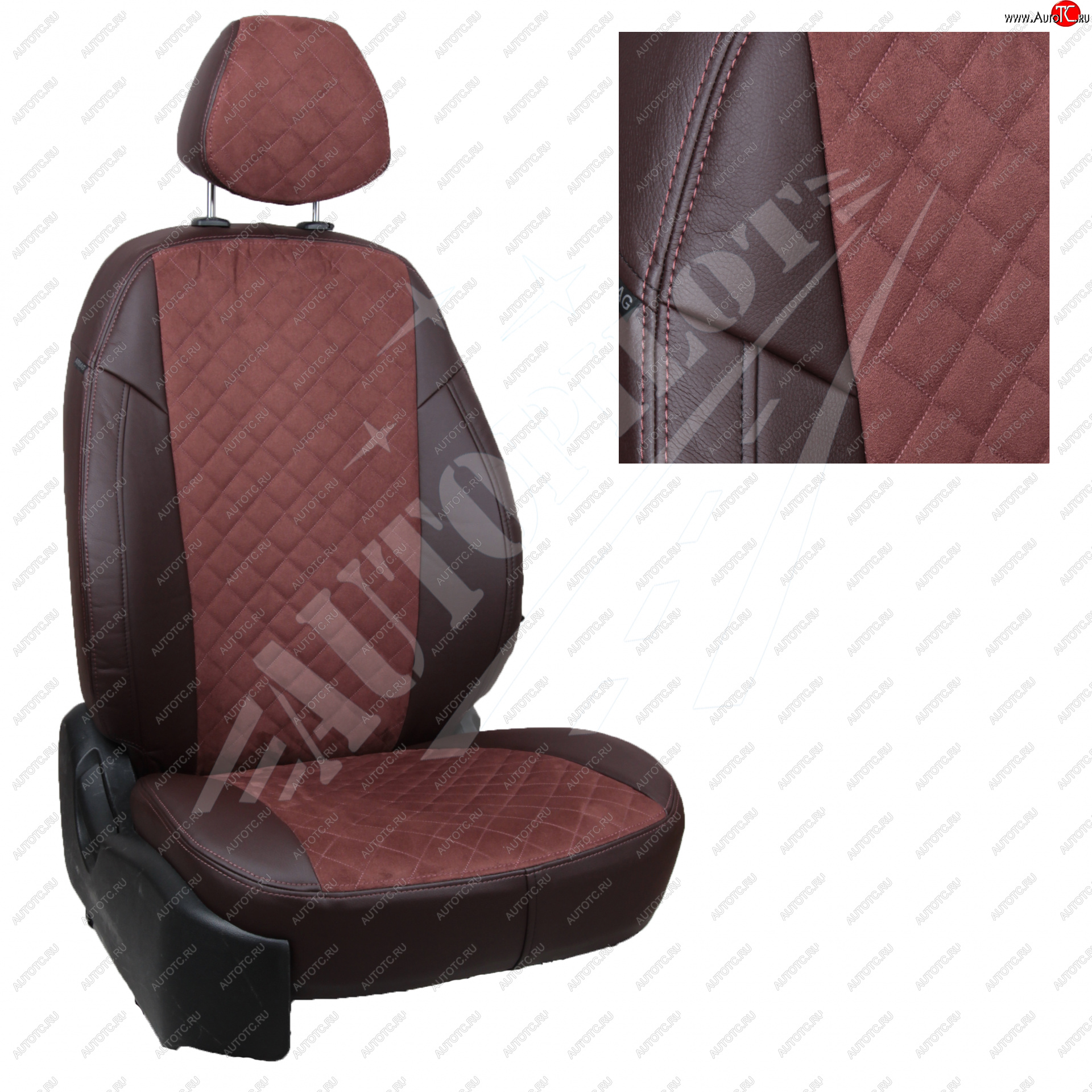 14 249 р. Чехлы сидений AUTOPILOT Алькантара Ромб (РС 40/60)  Nissan Terrano  D10 (2016-2022), Renault Duster  HS (2015-2021) (Шоколад + Шоколад)  с доставкой в г. Кемерово