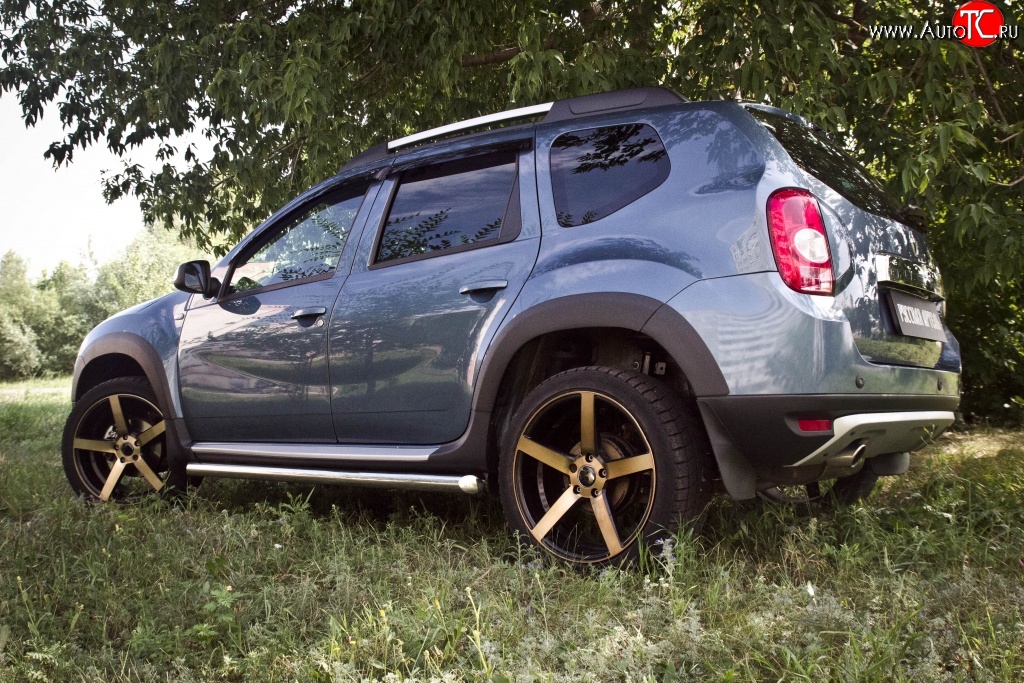 5 749 р. Накладки колесных арок RA (короткие, комплект) Renault Duster HS дорестайлинг (2010-2015) (Поверхность шагрень)  с доставкой в г. Кемерово