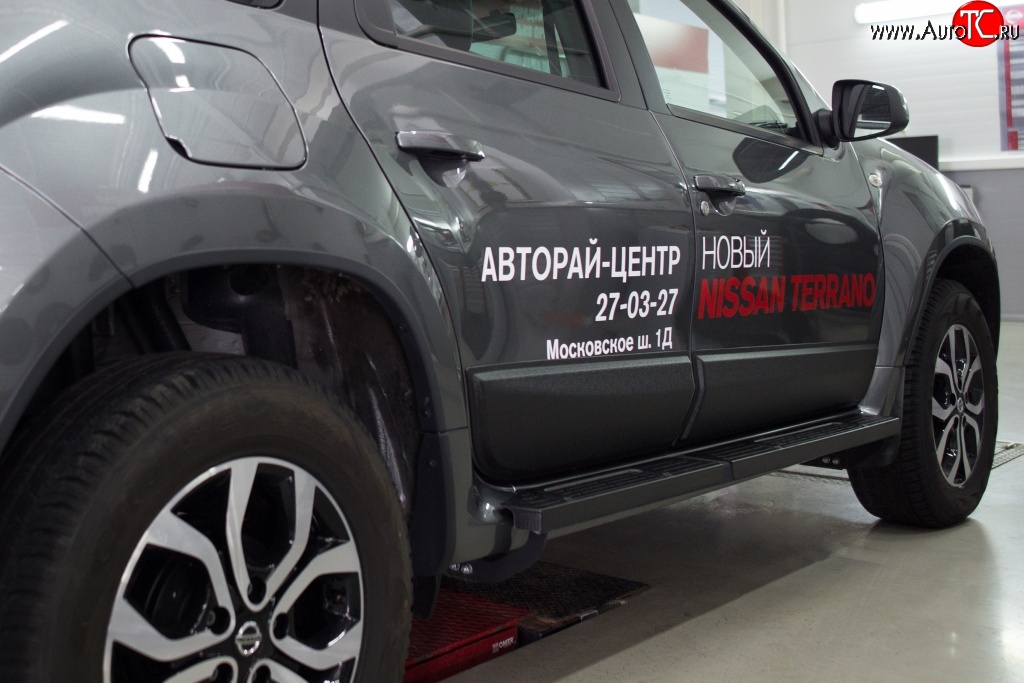 4 099 р. Накладки дверей RA (комплект) Nissan Terrano D10 дорестайлинг (2013-2016) (Поверхность шагрень)  с доставкой в г. Кемерово