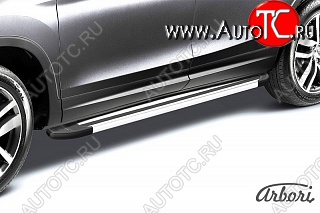 11 789 р. Порожки для ног Arbori Luxe Silver Nissan Terrano D10 рестайлинг (2016-2022)  с доставкой в г. Кемерово