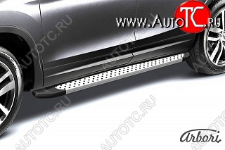 24 999 р. Порожки для ног Arbori Standart Silver Nissan Terrano D10 рестайлинг (2016-2022)  с доставкой в г. Кемерово