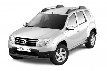 Порожки для ног из трубы Ø51 с алюминиевой площадкой Petroil Tuning Эстонец Nissan Terrano  D10 (2013-2022), Renault Duster  HS (2010-2021) (Черный (Шагрень))