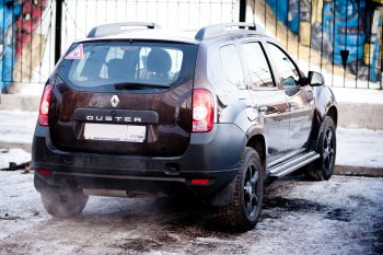 15 899 р. Порожки для ног из трубы Ø51 с алюминиевой площадкой Petroil Tuning Эстонец  Nissan Terrano  D10 (2013-2022), Renault Duster  HS (2010-2021) (Черный (Шагрень))  с доставкой в г. Кемерово. Увеличить фотографию 5