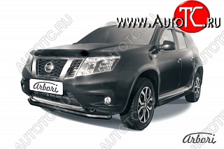 7 199 р. Защита переднего бампера Arbori (черная, 1 труба d57 mm). Nissan Terrano D10 дорестайлинг (2013-2016)  с доставкой в г. Кемерово