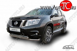 11 069 р. Защита переднего бампера Arbori (нержавейка, 2 трубы d57 и 42 mm) Nissan Terrano D10 рестайлинг (2016-2022)  с доставкой в г. Кемерово