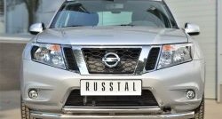 Защита переднего бампера (2 трубыØ63 и 42 мм, нержавейка) SLITKOFF Nissan Terrano  D10 (2013-2022) дорестайлинг, рестайлинг