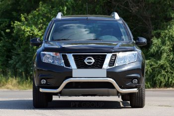 18 249 р. Защита переднего бампера Petroil Tuning (d63, волна)  Nissan Terrano  D10 (2013-2022) дорестайлинг, рестайлинг (Нержавеющая полированная сталь)  с доставкой в г. Кемерово. Увеличить фотографию 1