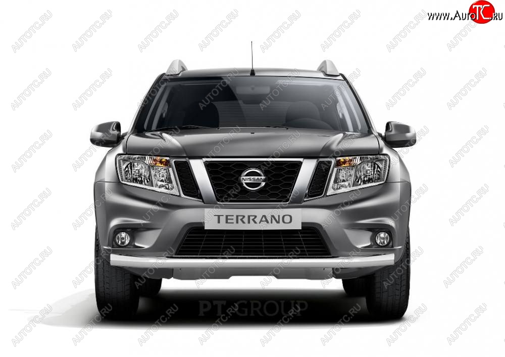 16 449 р. Защита переднего бампера (одинарная, Ø63 мм) Petroil Tuning  Nissan Terrano  D10 (2013-2022), Renault Duster  HS (2010-2021) (Нержавеющая полированная сталь)  с доставкой в г. Кемерово