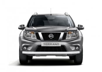 4 349 р. Защита переднего бампера (одинарная, Ø63 мм) Petroil Tuning  Nissan Terrano  D10 (2013-2022), Renault Duster  HS (2010-2021) (Серебристый (Искра))  с доставкой в г. Кемерово. Увеличить фотографию 3