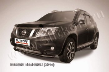 6 799 р. Защита переднего бампер Slitkoff  Nissan Terrano  D10 (2013-2022) дорестайлинг, рестайлинг (Цвет: серебристый)  с доставкой в г. Кемерово. Увеличить фотографию 1