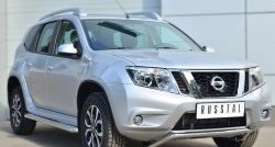 12 499 р. Защита переднего бампера (Ø42 мм волна, нержавейка) SLITKOFF  Nissan Terrano  D10 (2013-2022) дорестайлинг, рестайлинг  с доставкой в г. Кемерово. Увеличить фотографию 4