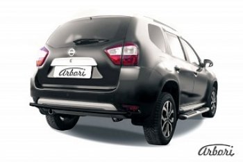 7 019 р. Защита заднего бампера Arbori (черная, 1 труба d42 mm).  Nissan Terrano  D10 (2013-2022) дорестайлинг, рестайлинг  с доставкой в г. Кемерово. Увеличить фотографию 1