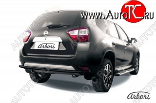 7 019 р. Защита заднего бампера Arbori (черная, 1 труба d42 mm).  Nissan Terrano  D10 (2013-2022) дорестайлинг, рестайлинг  с доставкой в г. Кемерово