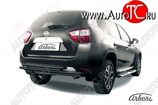 7 019 р. Защита заднего бампера Arbori (черная, 2 трубы d42 mm).  Nissan Terrano  D10 (2013-2022) дорестайлинг, рестайлинг  с доставкой в г. Кемерово