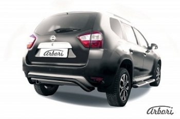 10 849 р. Защита заднего бампера Arbori (скоба, черная, 1 труба d57 mm).  Nissan Terrano  D10 (2013-2022) дорестайлинг, рестайлинг  с доставкой в г. Кемерово. Увеличить фотографию 1