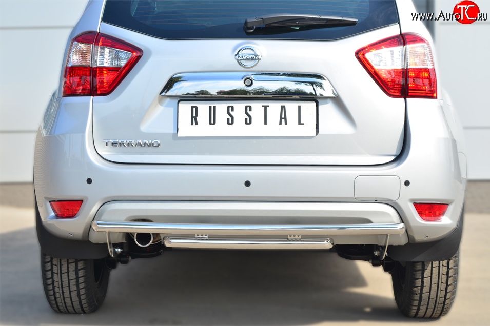 15 899 р. Защита заднего бампера (2 трубы Ø42 мм, нержавейка) SLITKOFF  Nissan Terrano  D10 (2013-2022) дорестайлинг, рестайлинг  с доставкой в г. Кемерово