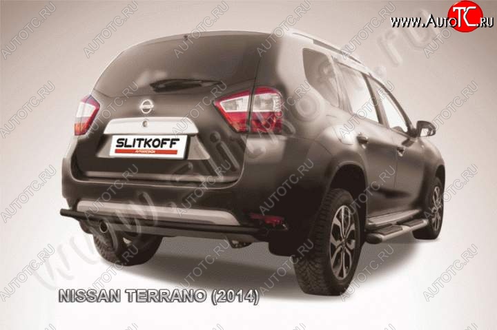 5 299 р. Защита задняя Slitkoff  Nissan Terrano  D10 (2013-2022) дорестайлинг, рестайлинг (Цвет: серебристый)  с доставкой в г. Кемерово