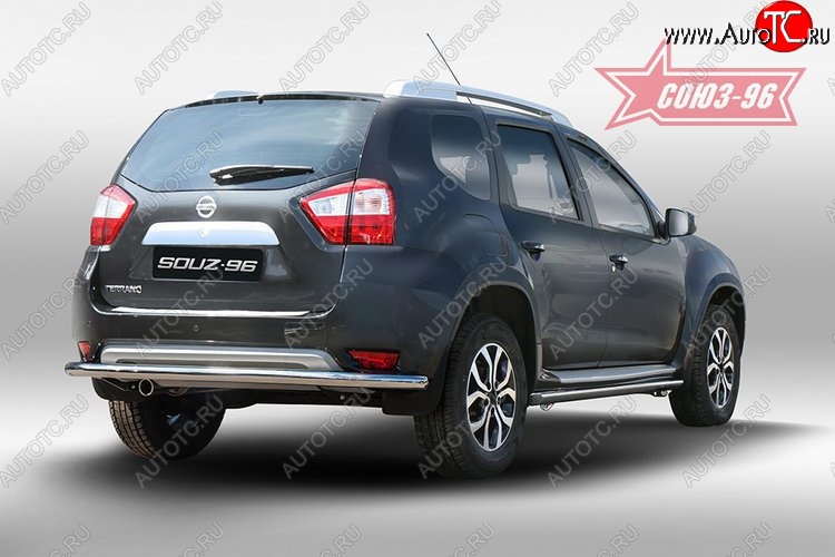 9 809 р. Защита заднего бампера Souz-96 (d60)  Nissan Terrano  D10 (2013-2022) дорестайлинг, рестайлинг  с доставкой в г. Кемерово